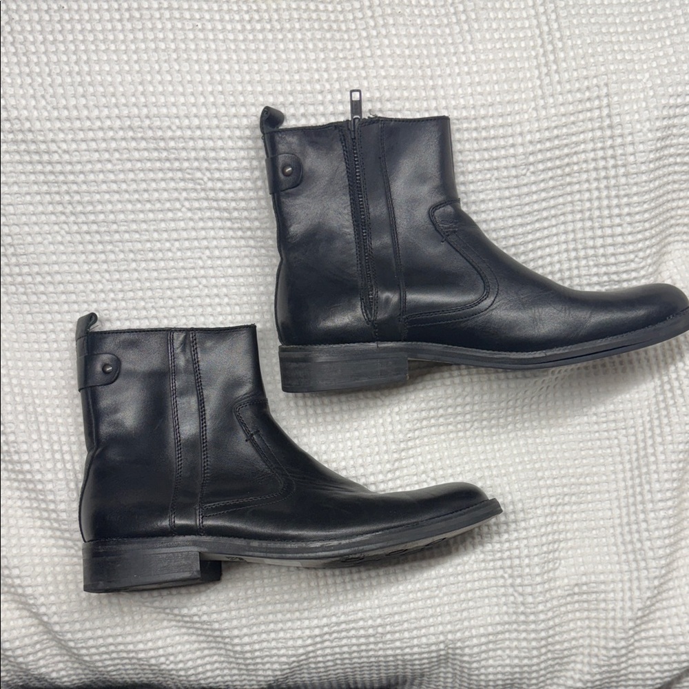 Men's Black Kenneth Cole Reaction Top Class Leather Ankle Boots - 8.5